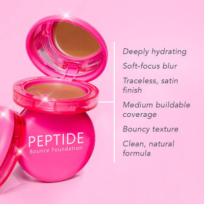 Peptide Bounce Foundation mit gratis Pinsel – Leichte und ebenmäßige Deckkraft