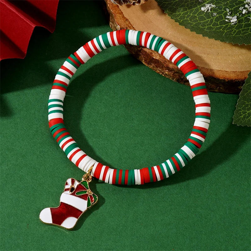 Weihnachtliches Armband mit Anhänger aus Polymerclay für Partys und Neujahr 