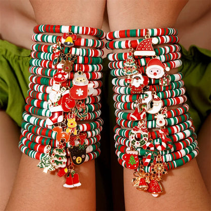 Weihnachtliches Armband mit Anhänger aus Polymerclay für Partys und Neujahr 